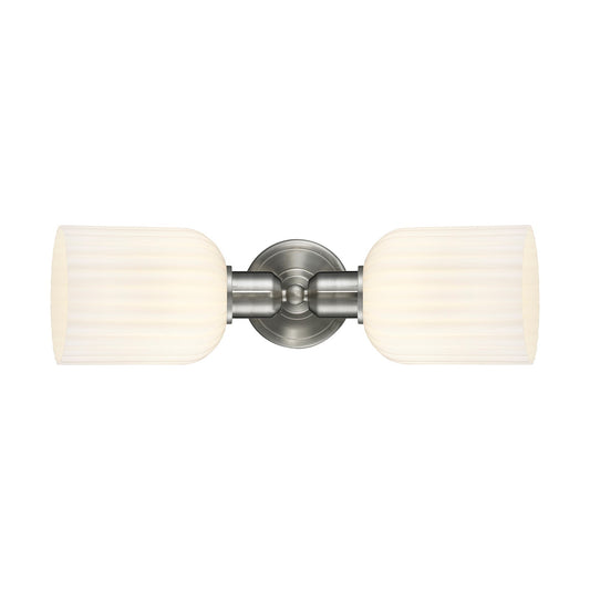 Innovations Bridal Veil 17in 2-Light Vanity Light | Industrial Brushed Satin Nickel and Gloss White Ribbed Glass | Bathroom | Model 900-2W-SN-G559-5GWH