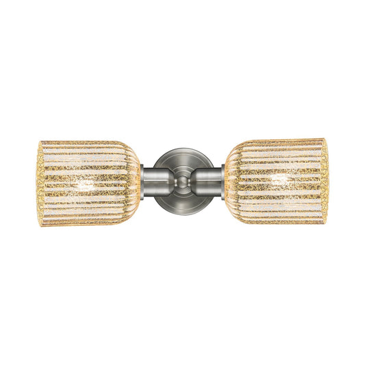 Innovations Bridal Veil 17in 2-Light Vanity Light | Industrial Brushed Satin Nickel and Mercury Ribbed Glass | Bathroom Vanity | Model 900-2W-SN-G559-5ME
