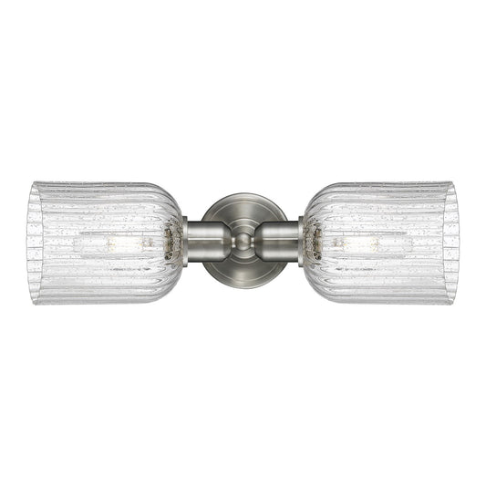 Innovations Bridal Veil 17in 2-Light Vanity Light | Industrial Brushed Satin Nickel and Seedy Ribbed Glass | Bathroom Vanity | Model 900-2W-SN-G559-5SDY
