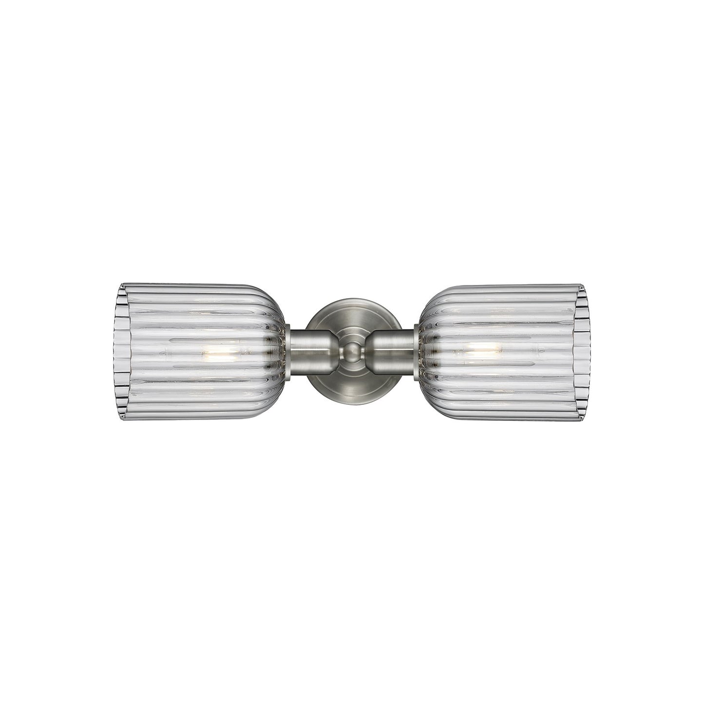 Innovations Bridal Veil 17in 2-Light Vanity Light | Industrial Brushed Satin Nickel and Light Smoke Ribbed Glass | Bathroom | Model 900-2W-SN-G559-5SM