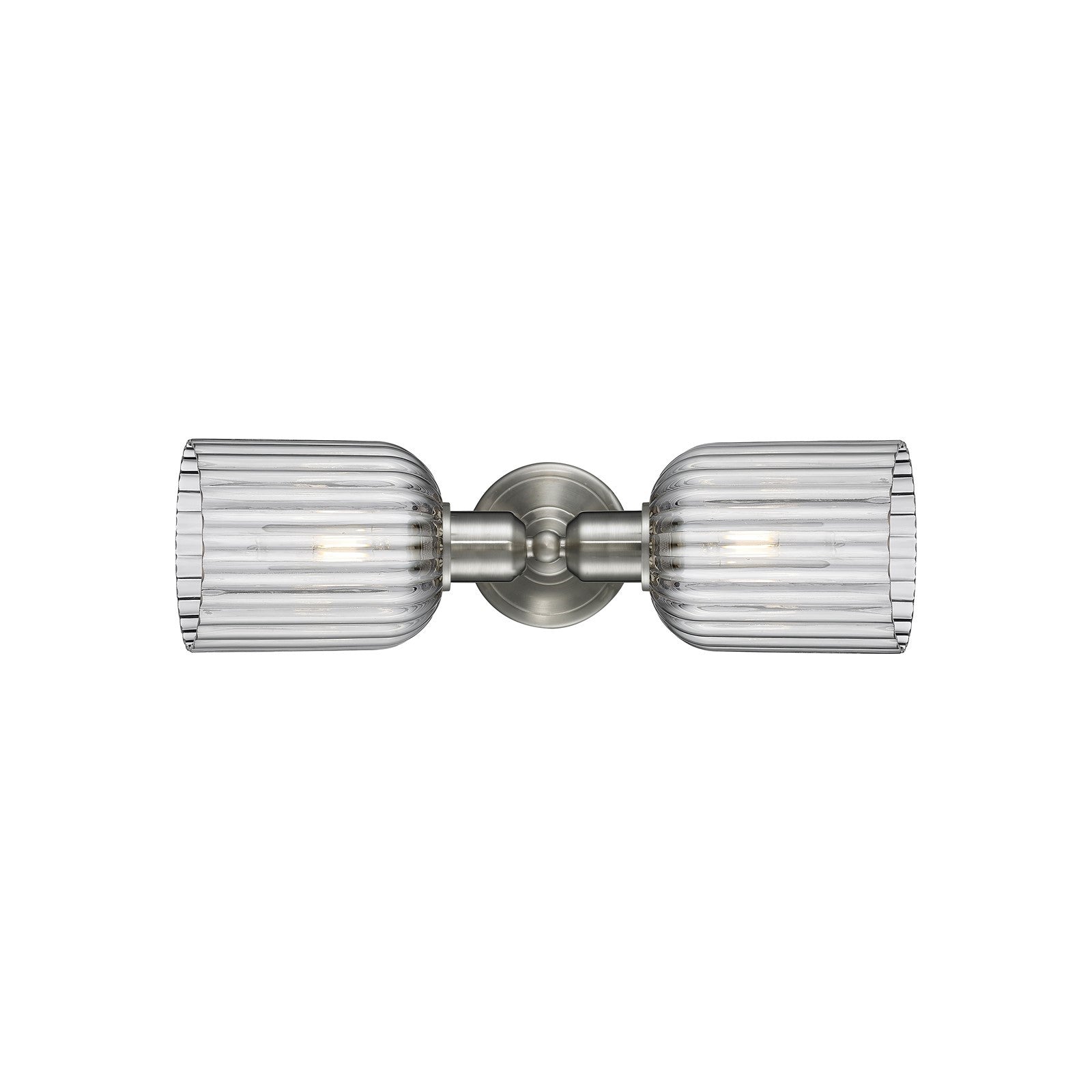Innovations Bridal Veil 17in 2-Light Vanity Light | Industrial Brushed Satin Nickel and Light Smoke Ribbed Glass | Bathroom | Model 900-2W-SN-G559-5SM