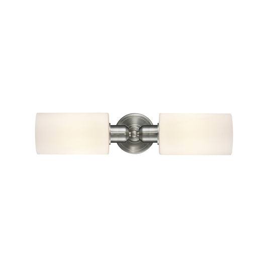 Innovations Clymer 17in 2-Light Linear Bath Vanity Light | Industrial Brushed Satin Nickel and Matte White Glass | Bathroom Vanity | Model 900-2W-SN-G801