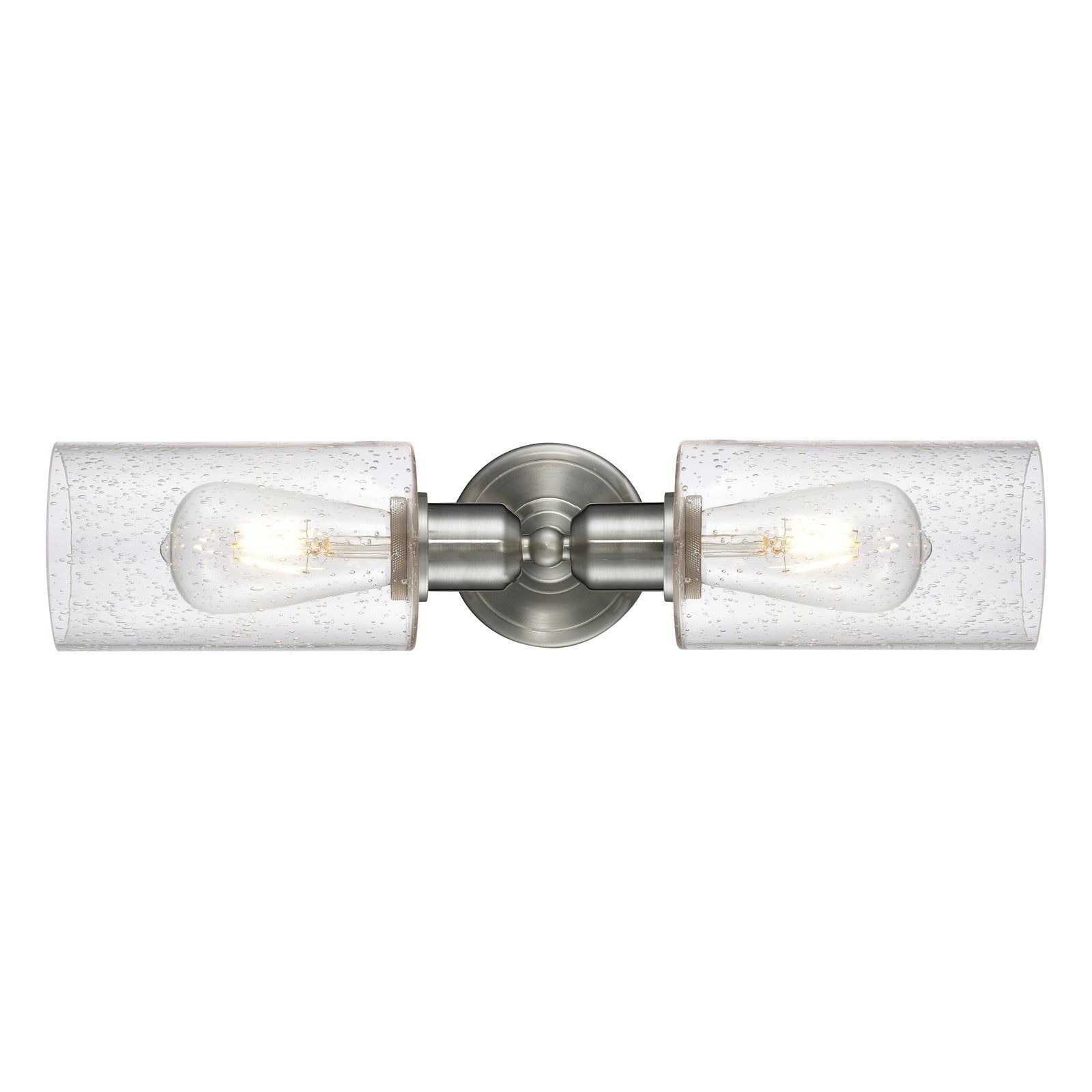 Innovations Clymer 17in 2-Light Linear Bath Vanity Light | Industrial Brushed Satin Nickel and Seedy Glass | Bathroom Vanity | Model 900-2W-SN-G804
