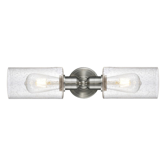 Innovations Clymer 17in 2-Light Linear Bath Vanity Light | Industrial Brushed Satin Nickel and Seedy Glass | Bathroom Vanity | Model 900-2W-SN-G804