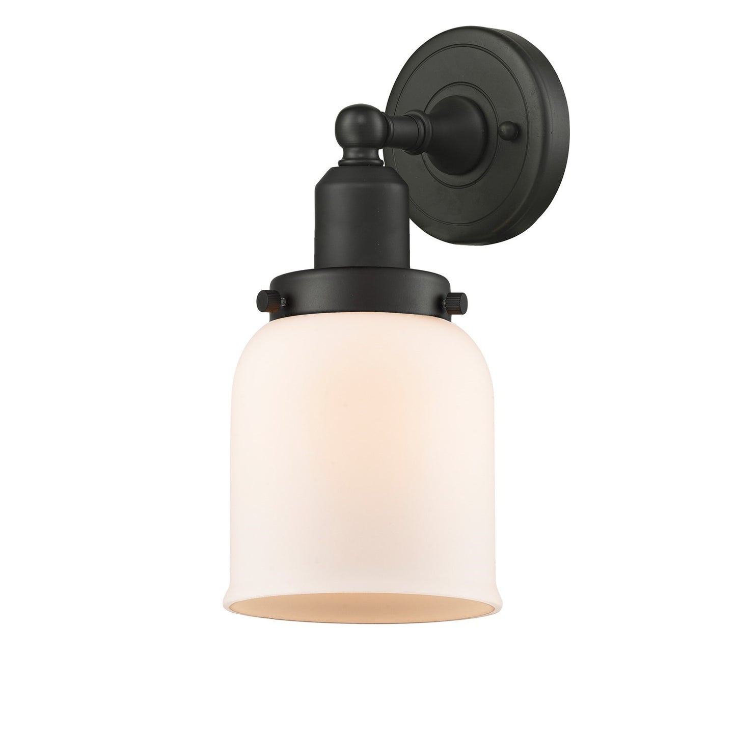 Innovations Bell 5in 1-Light Bath Vanity Light | Industrial Oil Rubbed Bronze and Matte White Frosted Glass | Bathroom Vanity | Model 900H-1W-OB-G51