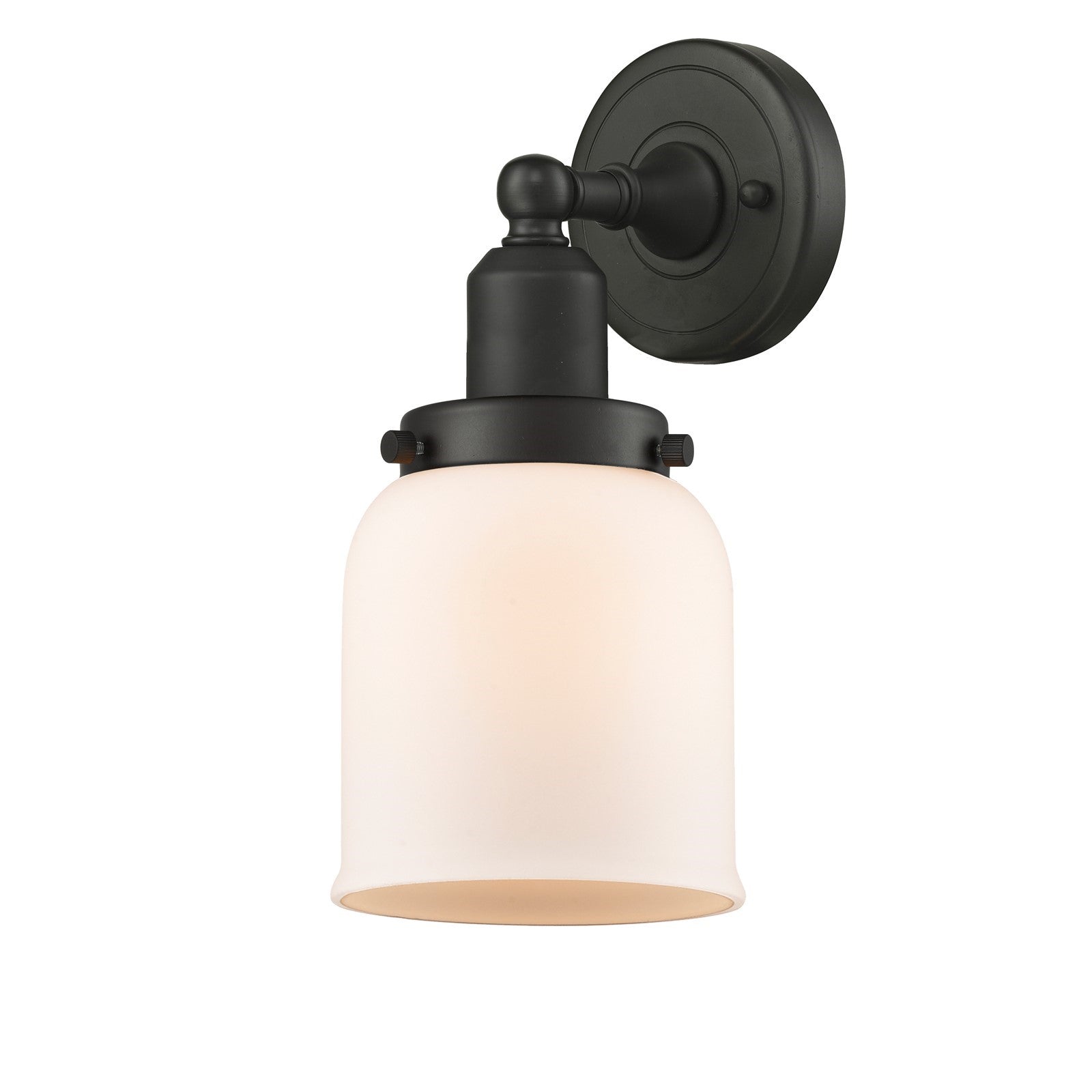 Innovations Bell 5in 1-Light Bath Vanity Light | Industrial Oil Rubbed Bronze and Matte White Frosted Glass | Bathroom Vanity | Model 900H-1W-OB-G51