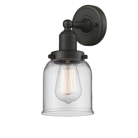 Innovations Bell 5in 1-Light Bath Vanity Light | Industrial Oil Rubbed Bronze and Clear Glass | Bathroom Vanity | 5 x 11 in | Model 900H-1W-OB-G52