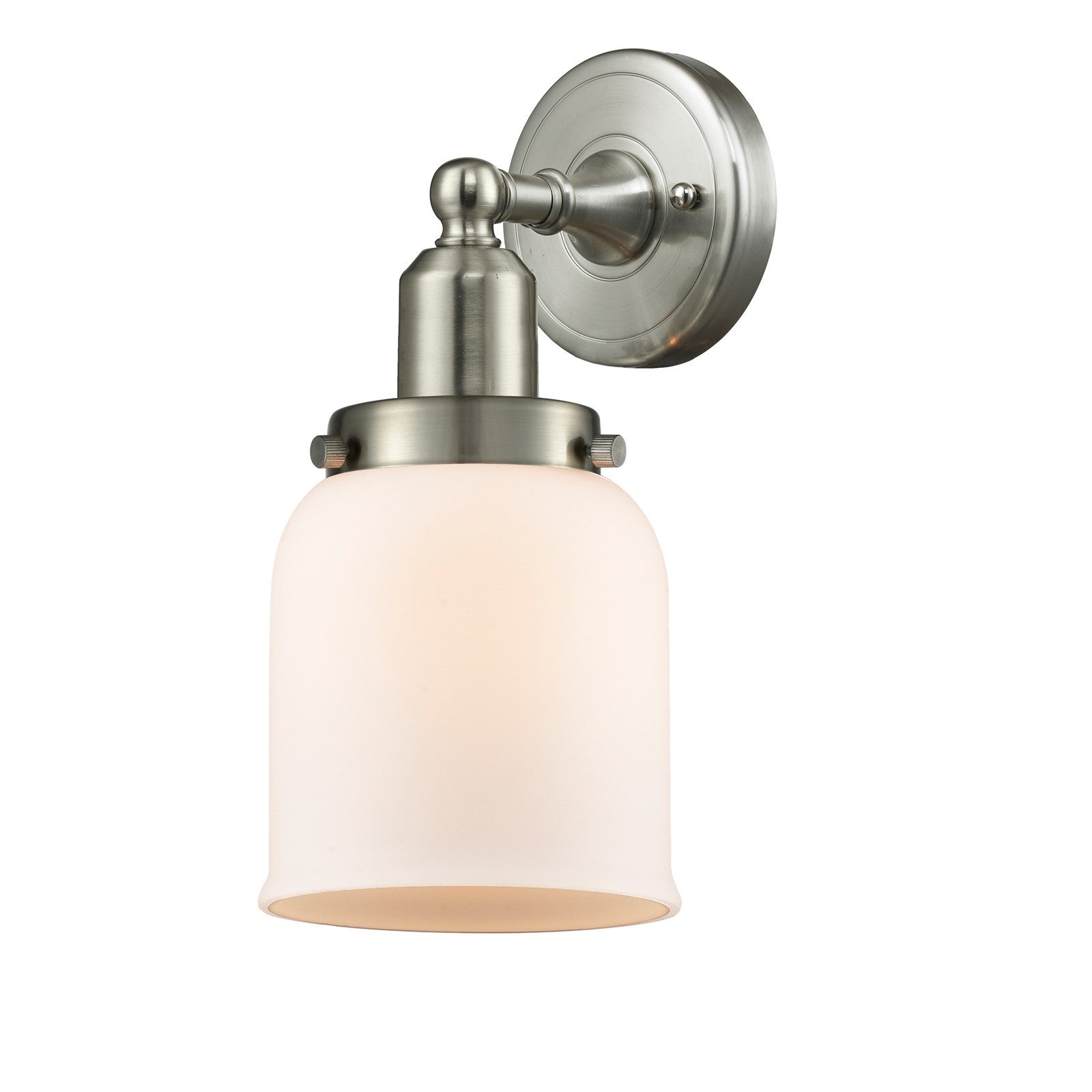 Innovations Bell 5in 1-Light Bath Vanity Light | Industrial Farmhouse Brushed Satin Nickel and Matte White Frosted Glass | Model 900H-1W-SN-G51-LED