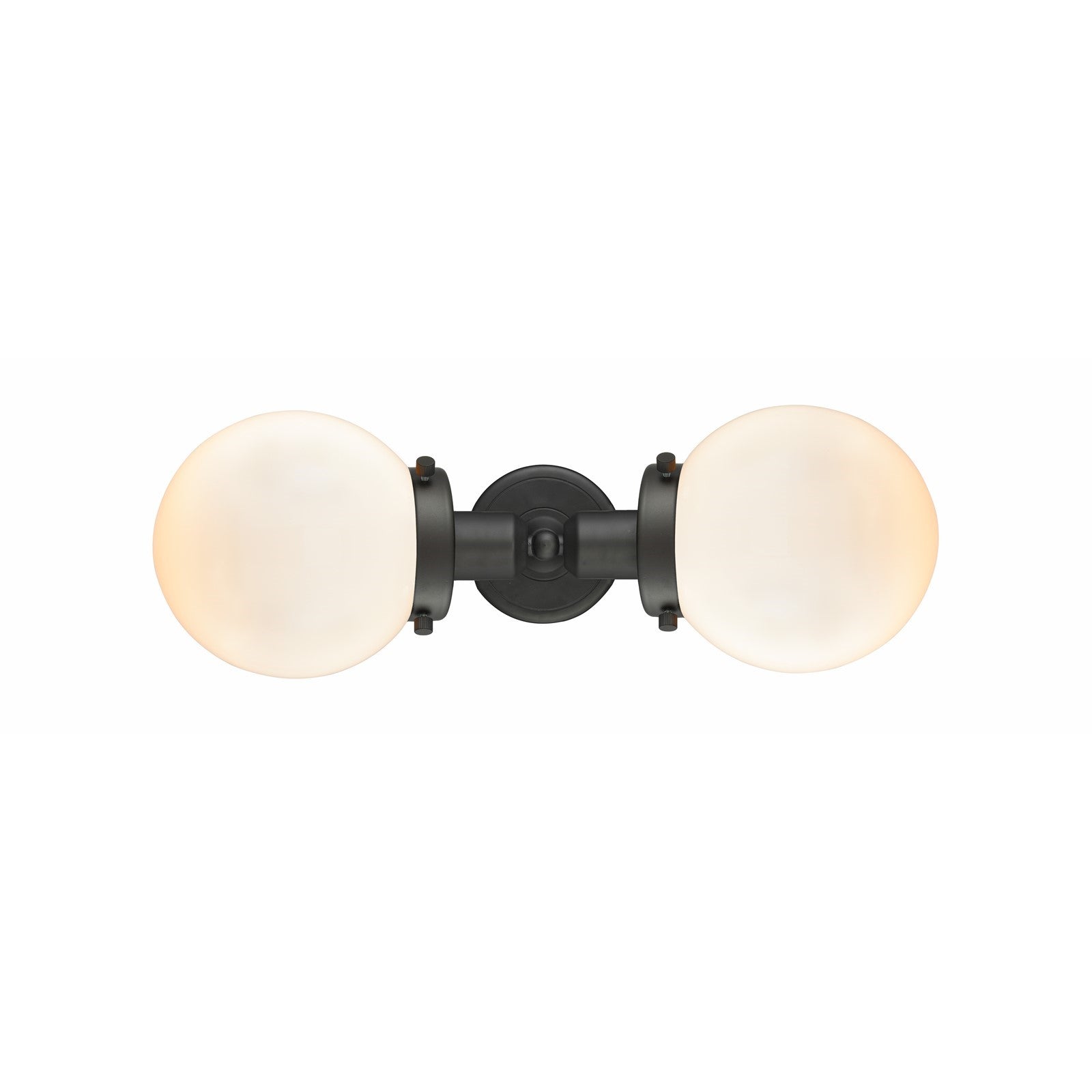 Innovations Beacon 19in 2-Light LED Bath Vanity Light | Industrial Oil Rubbed Bronze and Matte White Glass | Bathroom Vanity | Model 900H-2W-OB-G201-6-LED