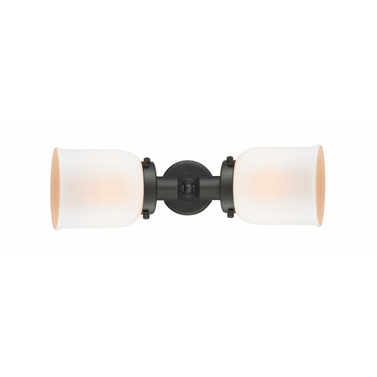 Innovations Bell 18.5in 2-Light LED Bath Vanity Light | Industrial Oil Rubbed Bronze and Matte White Glass | Bathroom Vanity | Model 900H-2W-OB-G51-LED