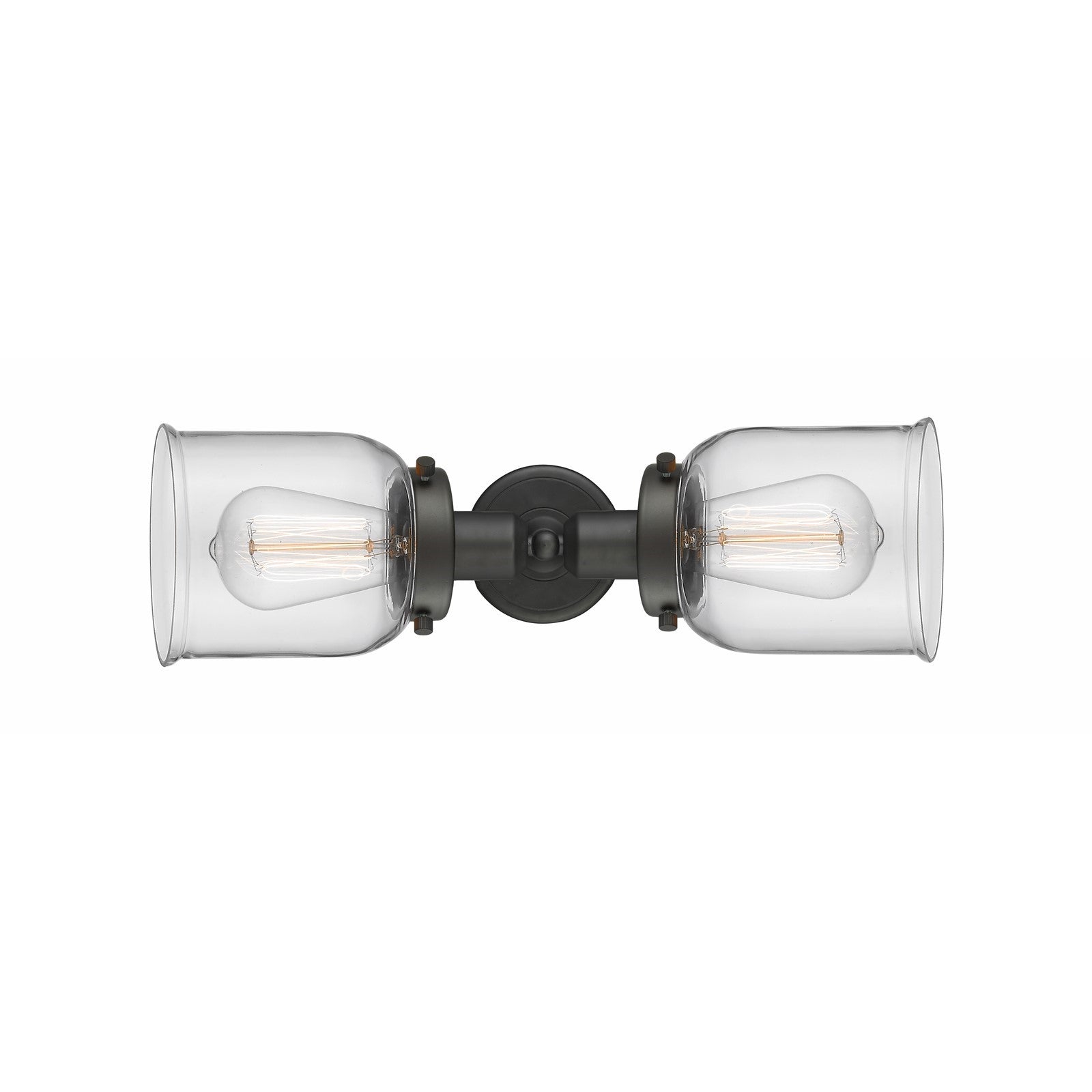 Innovations Bell 19in 2-Light Bath Vanity Light | Oil Rubbed Bronze Steel and Clear Glass | Bathroom Vanity & Powder Room | Model 900H-2W-OB-G52-LED