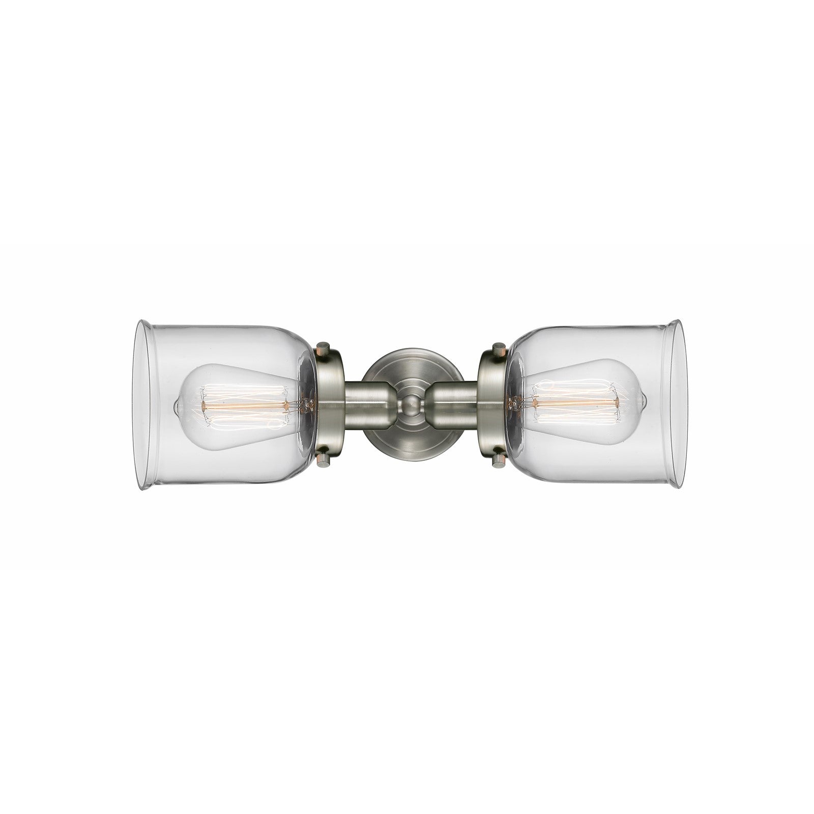 Innovations Bell 19in 2-Light Bath Vanity Light | Industrial Brushed Satin Nickel and Clear Glass | Bathroom Vanity | 18.5 x 5 in | Model 900H-2W-SN-G52