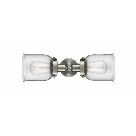 Innovations Bell 19in 2-Light Bath Vanity Light | Industrial Brushed Satin Nickel and Clear Glass | Bathroom Vanity | 18.5 x 5 in | Model 900H-2W-SN-G52