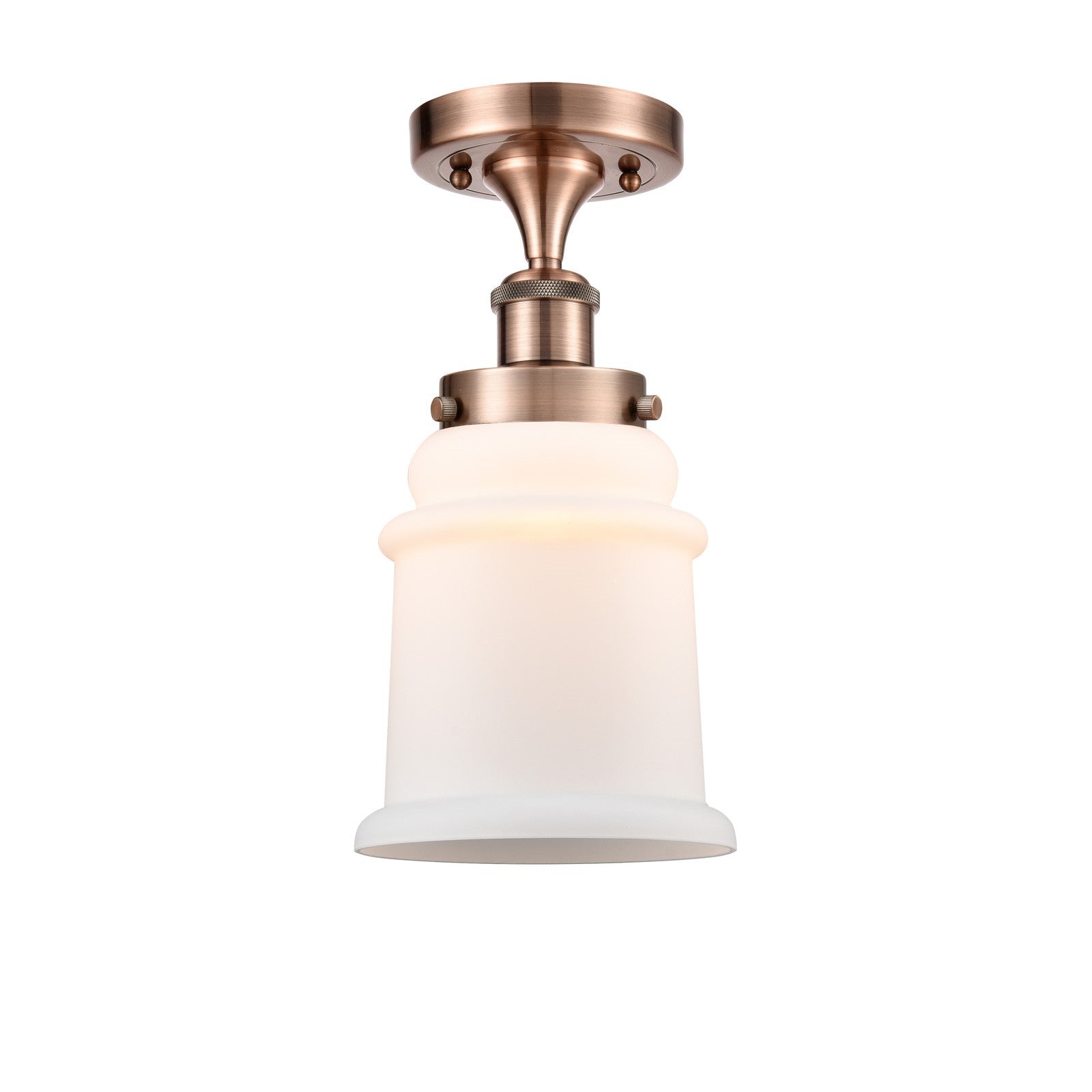 Innovations Canton 6in 1-Light Semi-Flush Mount | Modern Antique Copper Steel and Matte White Frosted Glass | Kitchen & Hallway | Model 916-1C-AC-G181