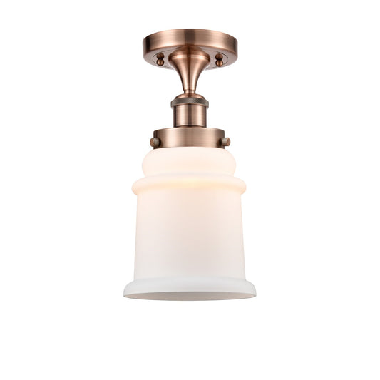 Innovations Canton 6in 1-Light Semi-Flush Mount | Modern Antique Copper Steel and Matte White Frosted Glass | Kitchen & Hallway | Model 916-1C-AC-G181