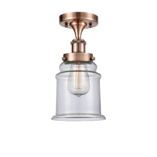 Innovations Canton 6in 1-Light Semi-Flush Mount | Modern Transitional Antique Copper Steel and Clear Glass Schoolhouse | Entryway & | Model 916-1C-AC-G182