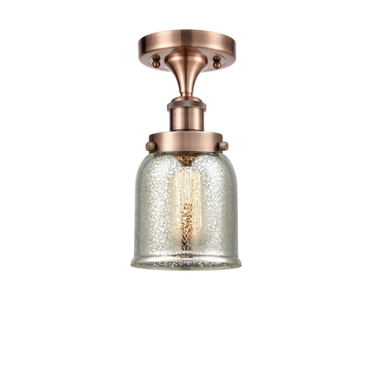 Innovations Bell 5in 1-Light Semi-Flush Mount | Industrial Antique Copper Steel and Silver Plated Mercury Glass | Entryway & | Model 916-1C-AC-G58-LED