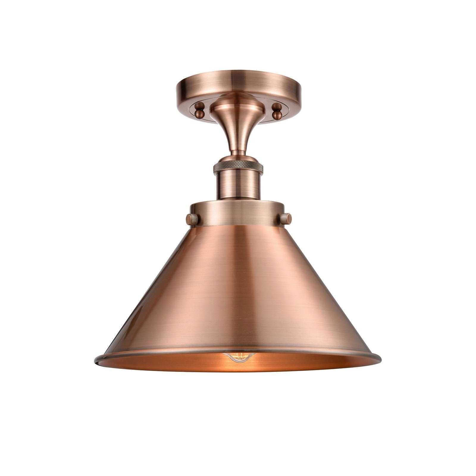 Innovations Briarcliff 10in 1-Light Semi-Flush Mount | Industrial Farmhouse Antique Copper Steel and Metal Cone | Entryway & | Model 916-1C-AC-M10-AC