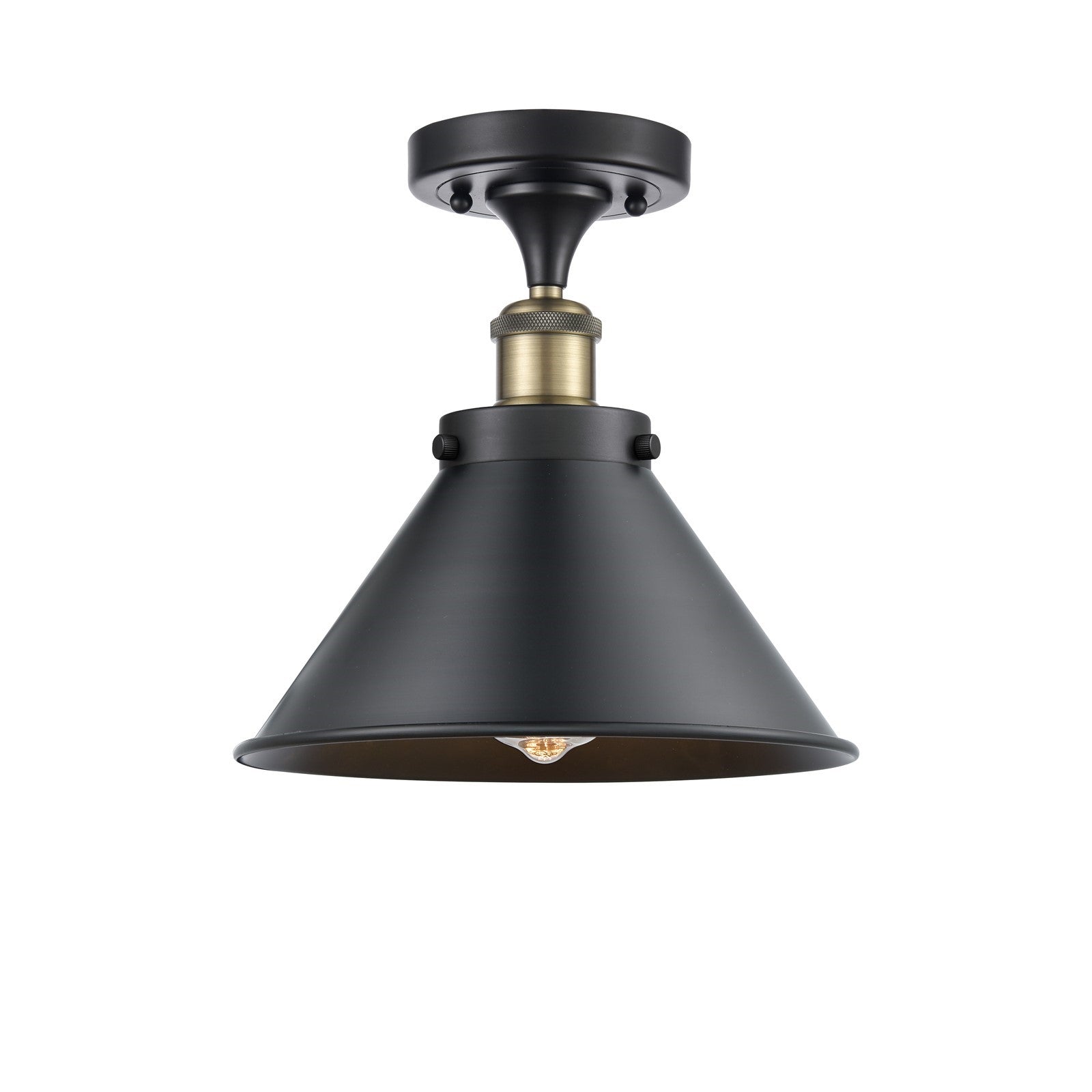 Innovations Briarcliff 10in 1-Light Semi-Flush Mount | Industrial Black Antique Brass and Matte Black Metal | Kitchen & Hallway | Model 916-1C-BAB-M10-BK