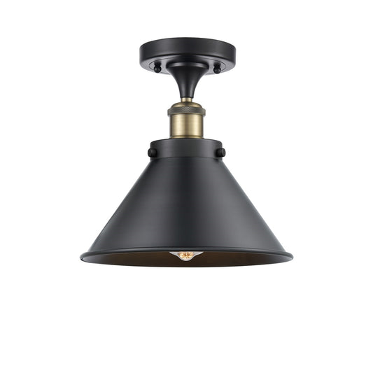 Innovations Briarcliff 10in 1-Light Semi-Flush Mount | Industrial Black Antique Brass and Matte Black Metal | Kitchen & Hallway | Model 916-1C-BAB-M10-BK