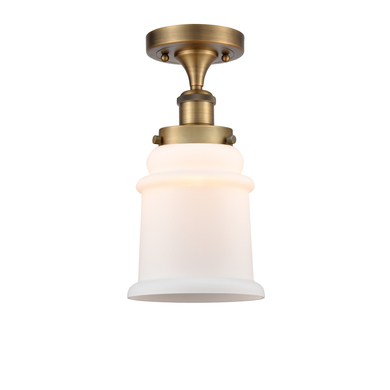 Innovations Canton 6in 1-Light Semi-Flush Mount | Modern Contempo Brushed Brass Steel and Matte White Frosted Glass | Damp-Rated | Model 916-1C-BB-G181