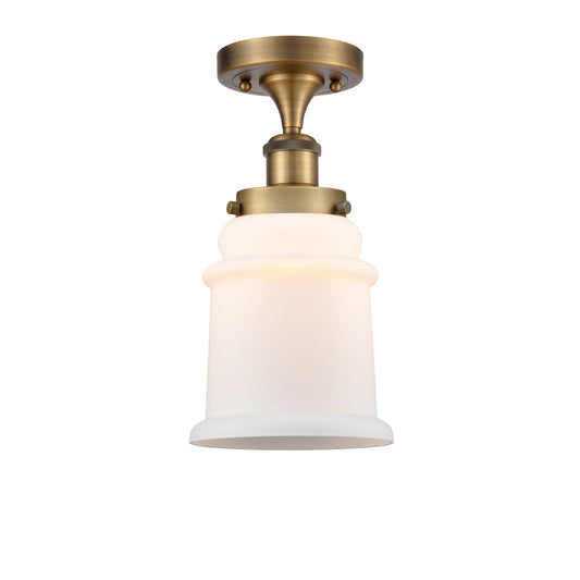 Innovations Canton 6in 1-Light Semi-Flush Mount | Modern Contempo Brushed Brass Steel and Matte White Frosted Glass | Damp-Rated | Model 916-1C-BB-G181