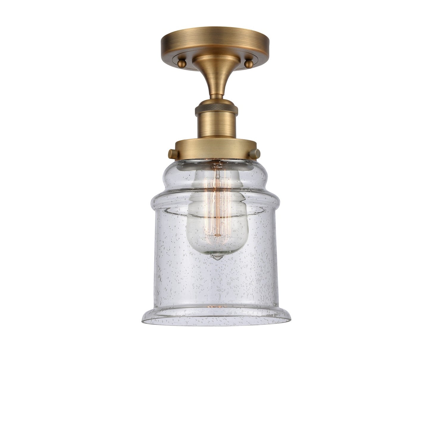 Innovations Canton 6in 1-Light Semi-Flush Mount | Modern Transitional Brushed Brass and Seedy Glass | Hallway & Bathroom | Model 916-1C-BB-G184