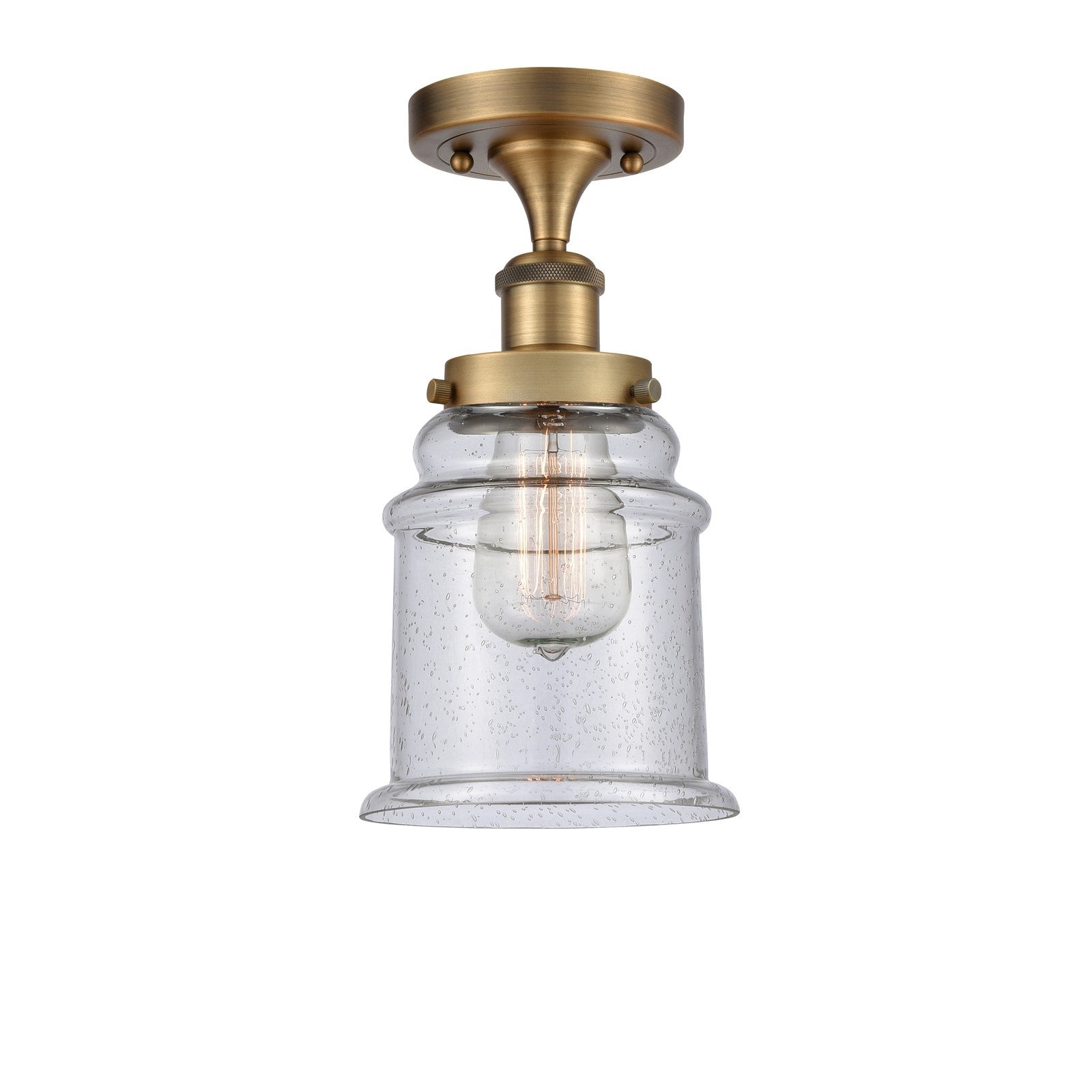 Innovations Canton 6in 1-Light Semi-Flush Mount | Modern Transitional Brushed Brass and Seedy Glass | Hallway & Bathroom | Model 916-1C-BB-G184