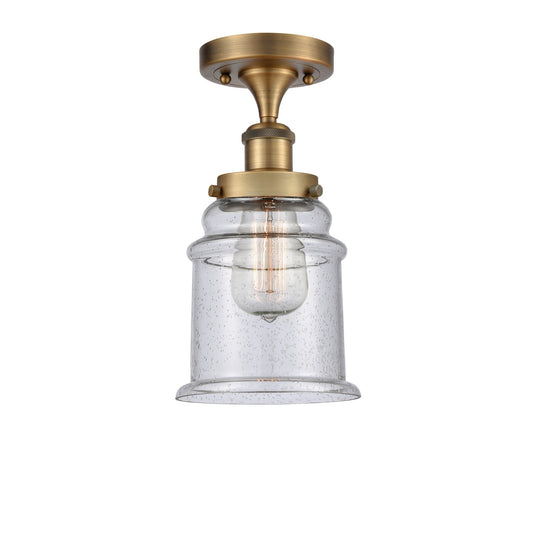 Innovations Canton 6in 1-Light Semi-Flush Mount | Modern Transitional Brushed Brass and Seedy Glass | Hallway & Bathroom | Model 916-1C-BB-G184