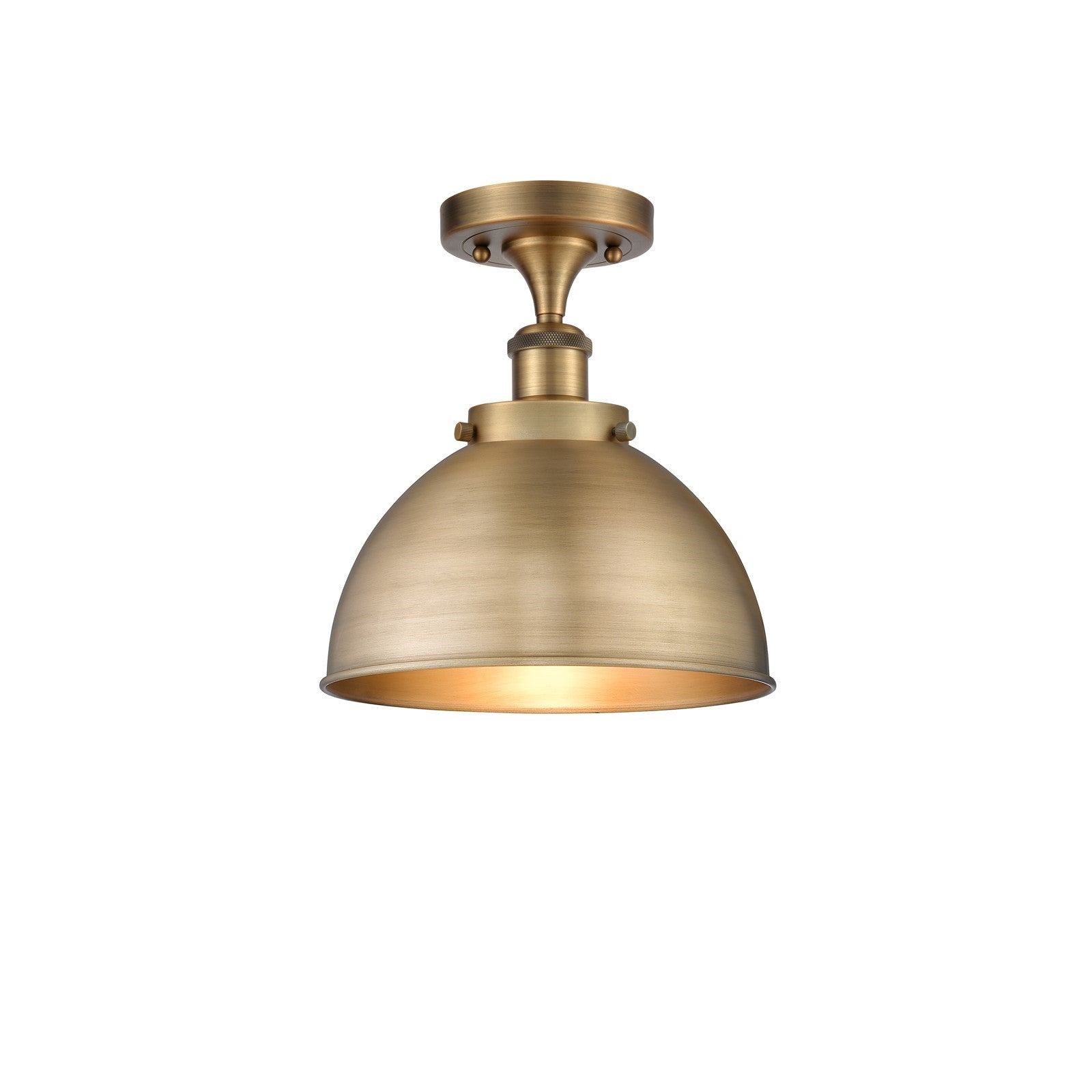 Innovations Derby 10in 1-Light Semi-Flush Mount | Industrial Brushed Brass Steel and Brushed Brass Metal Shade | Entryway & | Model 916-1C-BB-MFD-10-BB
