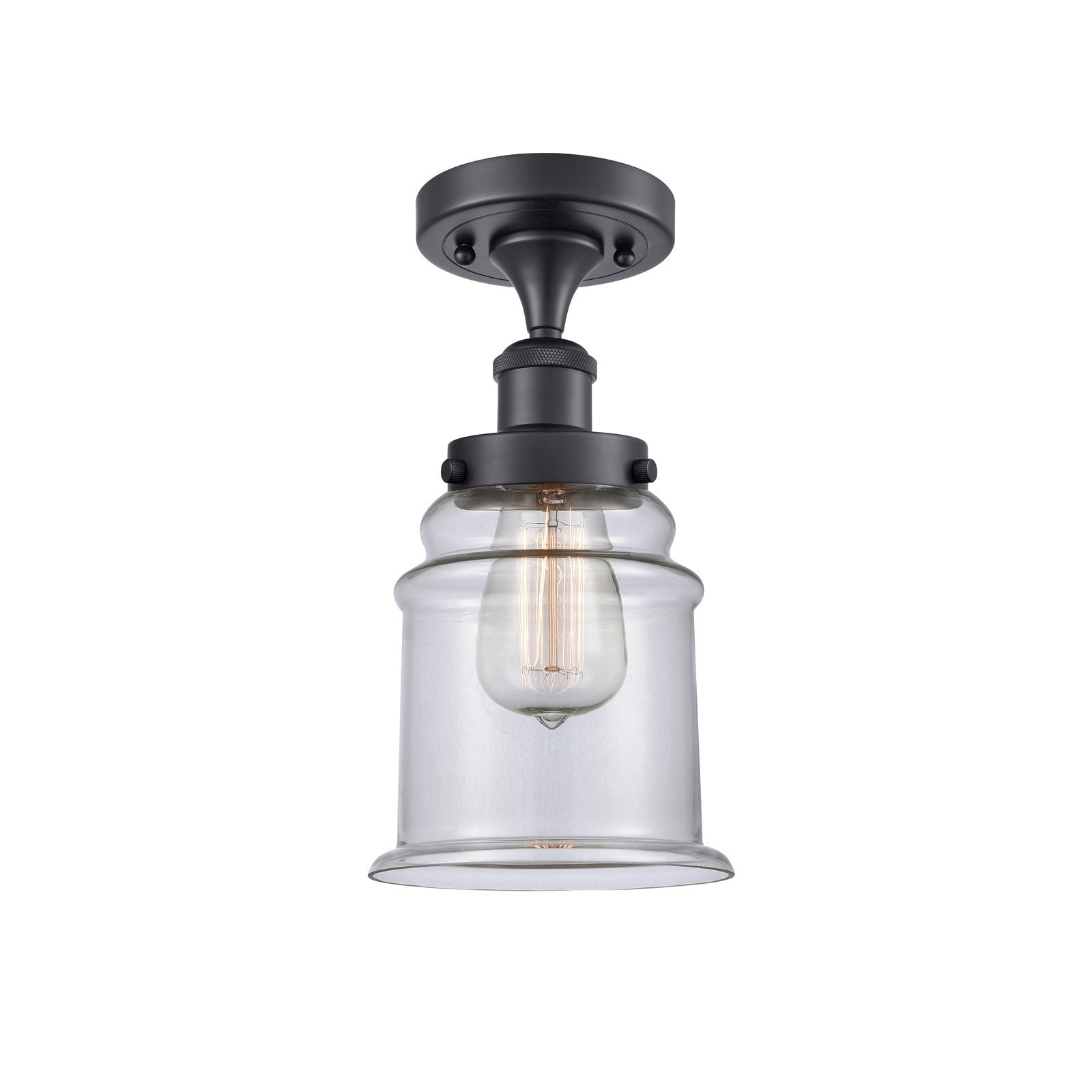 Innovations Canton 6in 1-Light Semi-Flush Mount | Modern Transitional Matte Black Steel and Clear Glass | Hallway & Entryway | Model 916-1C-BK-G182