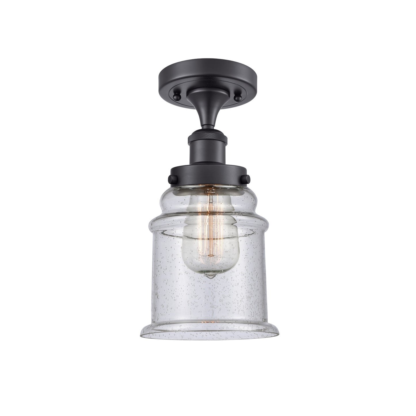 Innovations Canton 6in 1-Light Semi-Flush Mount | Modern Transitional Matte Black Steel and Seedy Glass | Hallway & Entryway | Model 916-1C-BK-G184