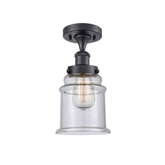 Innovations Canton 6in 1-Light Semi-Flush Mount | Modern Transitional Matte Black Steel and Seedy Glass | Hallway & Entryway | Model 916-1C-BK-G184