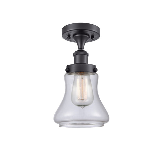 Innovations Bellmont 6.12in 1-Light Semi-Flush Mount | Modern Transitional Matte Black Steel and Clear Glass | Hallway & Entryway | Model 916-1C-BK-G192