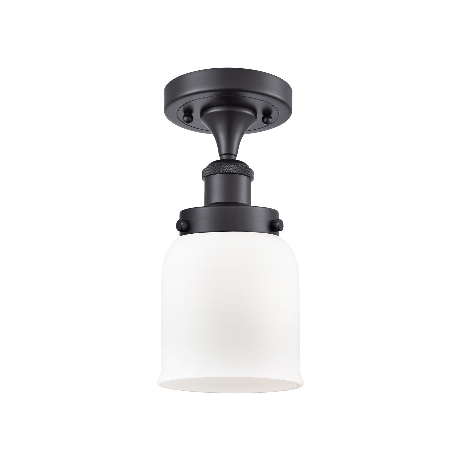 Innovations Bell 5in 1-Light Semi-Flush Mount | Industrial Matte Black Steel and Matte White Frosted Glass | Entryway & Hallway | Model 916-1C-BK-G51-LED