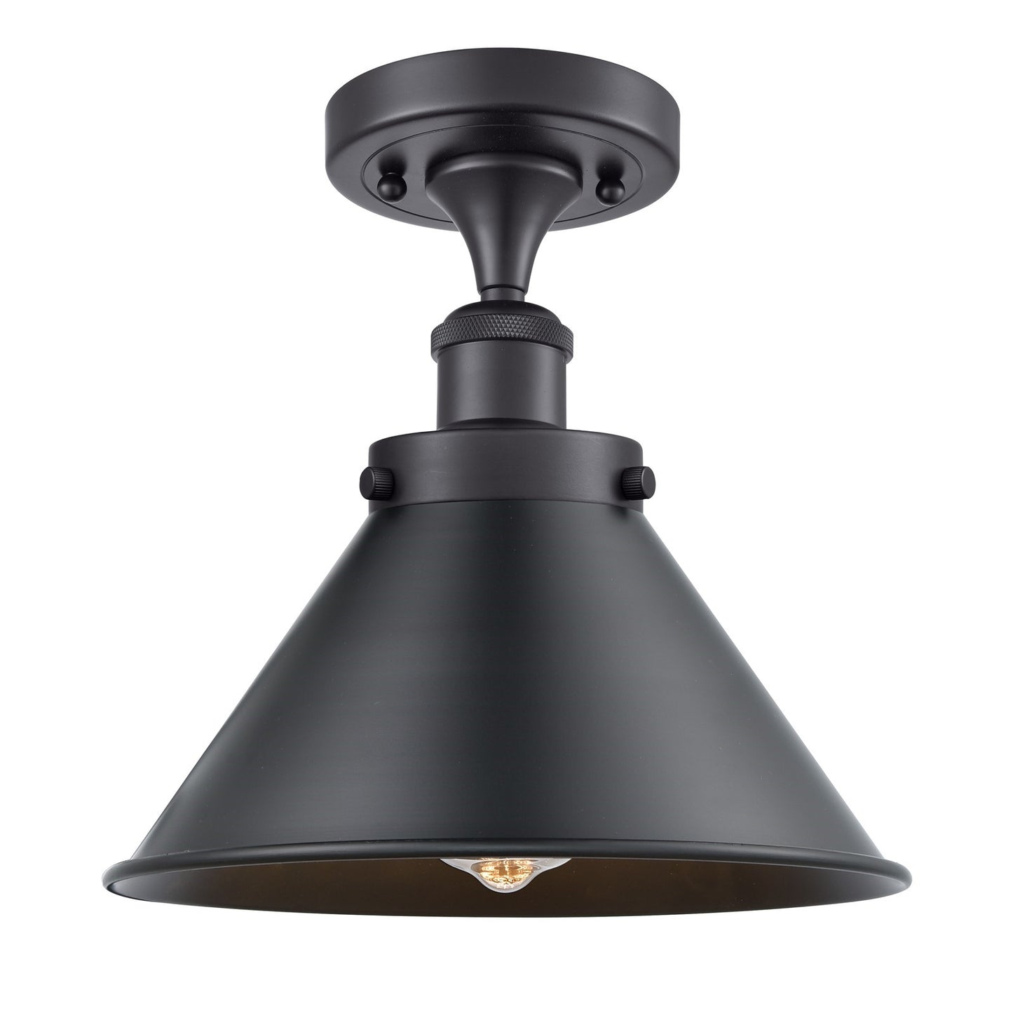 Innovations Briarcliff 10in 1-Light Semi-Flush Mount | Industrial Matte Black Steel and Metal Shade | Kitchen & Dining Room | Model 916-1C-BK-M10-BK