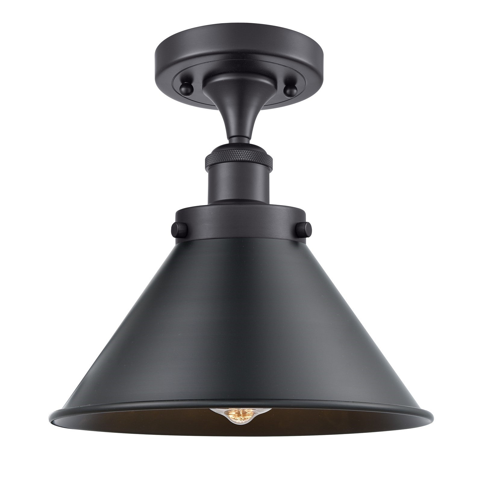 Innovations Briarcliff 10in 1-Light Semi-Flush Mount | Industrial Matte Black Steel and Metal Shade | Kitchen & Dining Room | Model 916-1C-BK-M10-BK