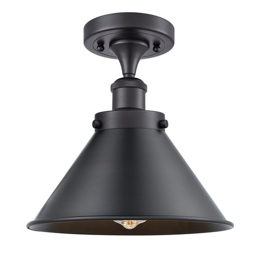 Innovations Briarcliff 10in 1-Light Semi-Flush Mount | Industrial Matte Black Steel and Metal Shade | Kitchen & Dining Room | Model 916-1C-BK-M10-BK