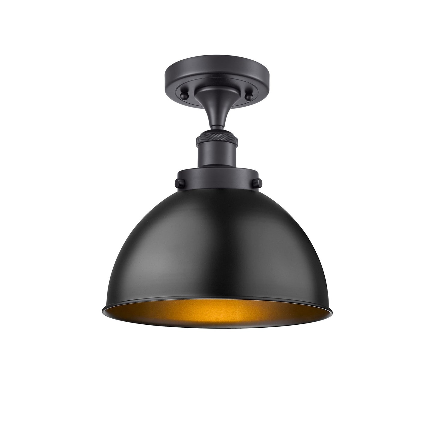 Innovations Derby 10in 1-Light Semi-Flush Mount | Industrial Matte Black Steel and Metal Shade | Kitchen & Dining Room | Model 916-1C-BK-MFD-10-BK