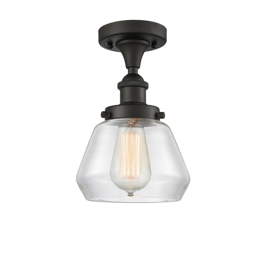 Innovations Fulton 7in 1-Light Semi-Flush Mount | Modern Contempo Oil Rubbed Bronze Steel and Clear Glass | Hallway & Foyer | Model 916-1C-OB-G172