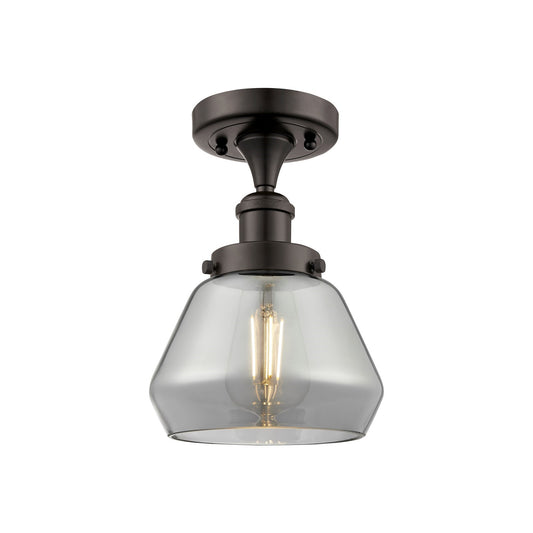 Innovations Fulton 7in 1-Light Semi-Flush Mount | Modern Contempo Oil Rubbed Bronze Steel and Smoked Glass | Hallway & Foyer | Model 916-1C-OB-G173