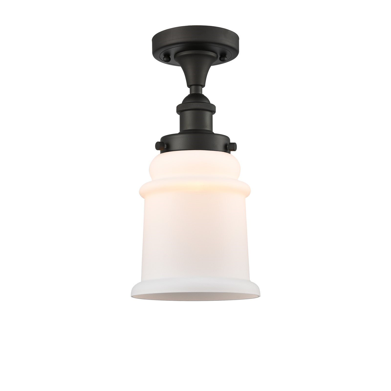 Innovations Canton 6in 1-Light Semi-Flush Mount | Modern Contempo Oil Rubbed Bronze Steel and Matte White Frosted Glass | Hallway & | Model 916-1C-OB-G181