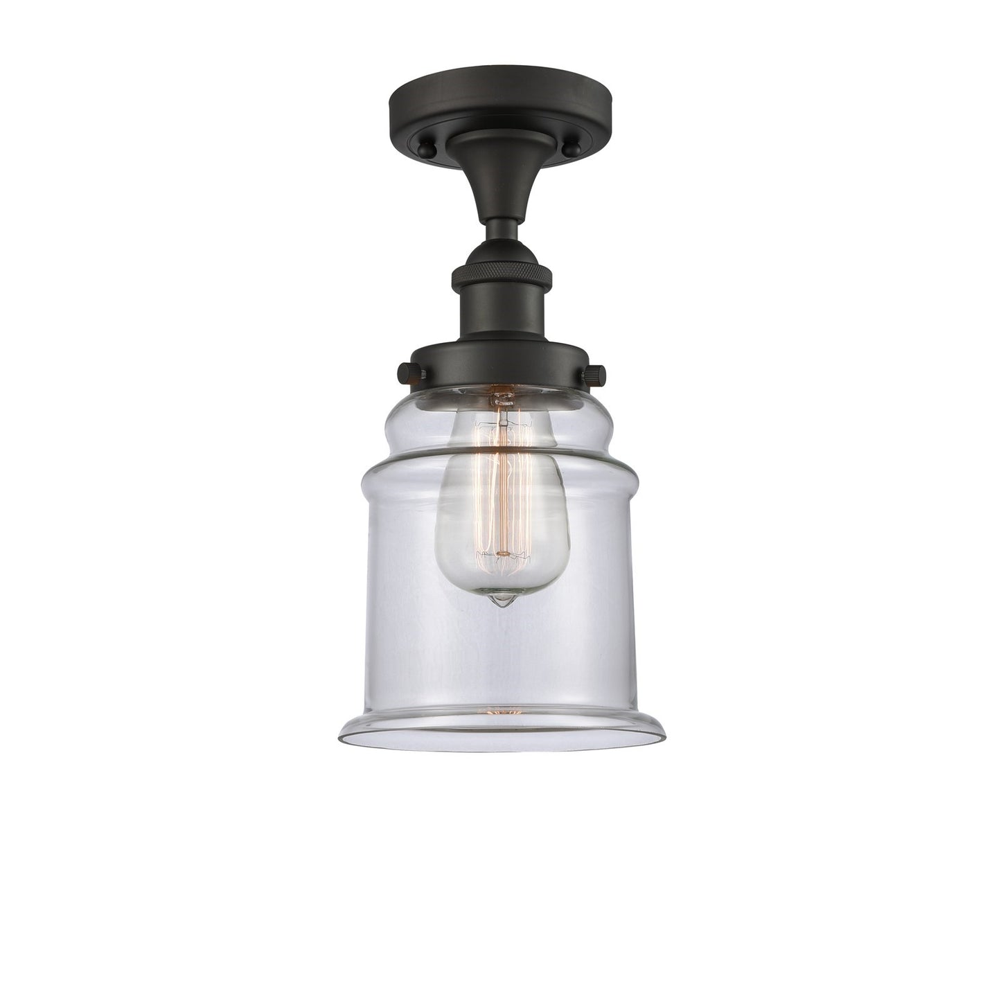 Innovations Canton 6in 1-Light Semi-Flush Mount | Modern Contempo Transitional Oil Rubbed Bronze Steel and Clear Glass Schoolhouse | Model 916-1C-OB-G182