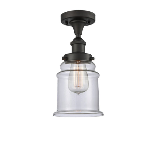 Innovations Canton 6in 1-Light Semi-Flush Mount | Modern Contempo Transitional Oil Rubbed Bronze Steel and Clear Glass Schoolhouse | Model 916-1C-OB-G182