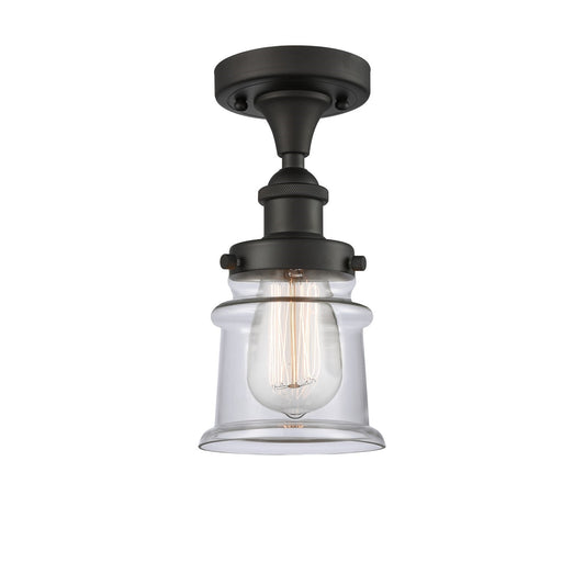 Innovations Canton 5.25in 1-Light Semi-Flush Mount | Modern Contempo Transitional Oil Rubbed Bronze Steel and Clear Glass | Model 916-1C-OB-G182S
