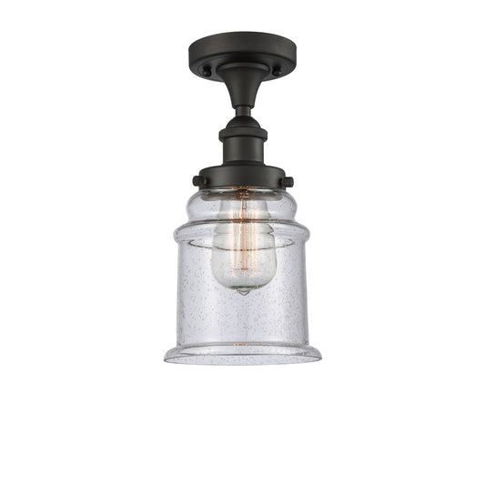 Innovations Canton 6in 1-Light Semi-Flush Mount | Modern Contempo Transitional Oil Rubbed Bronze Steel and Seedy Glass Schoolhouse | Model 916-1C-OB-G184