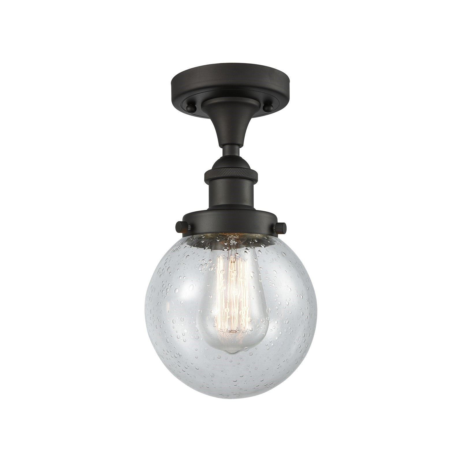 Innovations Beacon 6in 1-Light Semi-Flush Mount | Modern Transitional Oil Rubbed Bronze Steel and Seedy Glass | Entryway & | Model 916-1C-OB-G204-6