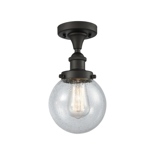 Innovations Beacon 6in 1-Light Semi-Flush Mount | Modern Transitional Oil Rubbed Bronze Steel and Seedy Glass | Entryway & | Model 916-1C-OB-G204-6-LED