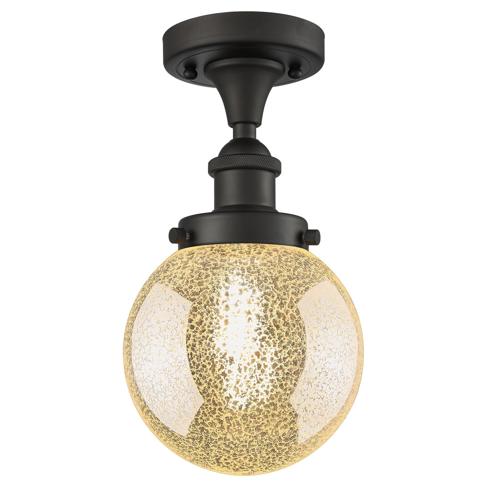 Innovations Beacon 6in 1-Light Semi-Flush Mount | Modern Transitional Oil Rubbed Bronze Steel and Mercury Glass | Entryway & | Model 916-1C-OB-G208-6