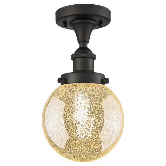 Innovations Beacon 6in 1-Light Semi-Flush Mount | Modern Transitional Oil Rubbed Bronze Steel and Mercury Glass | Entryway & | Model 916-1C-OB-G208-6